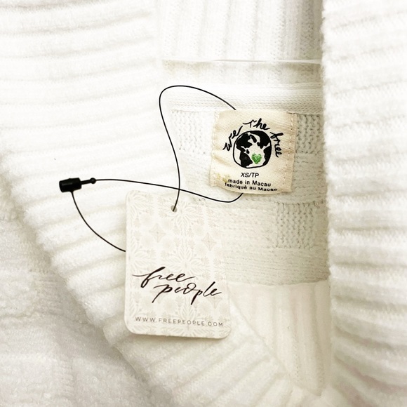 NWT Free People Soul Searcher Checkered Mock Neck Sweater Ivory - Picture 5 of 7